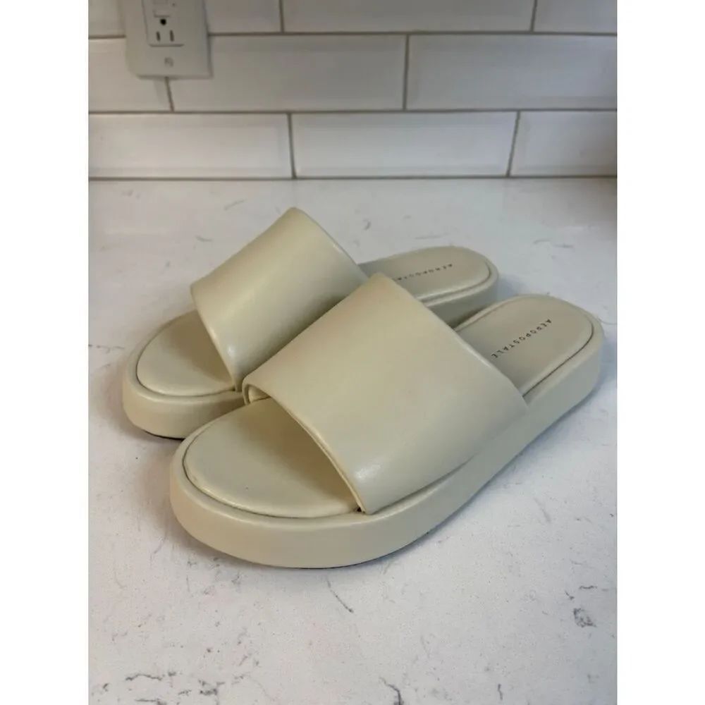 Aeropostale Y2K Platform Slide Sandal Size 8 Ivory - Off White - Cream